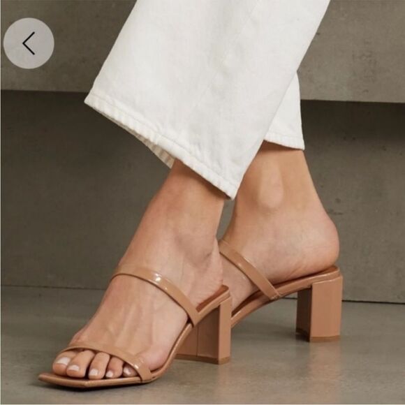 BY FAR Tanya Patent Leather Nude Mule Heel NIB - Picture 1 of 15